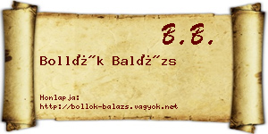 Bollók Balázs névjegykártya